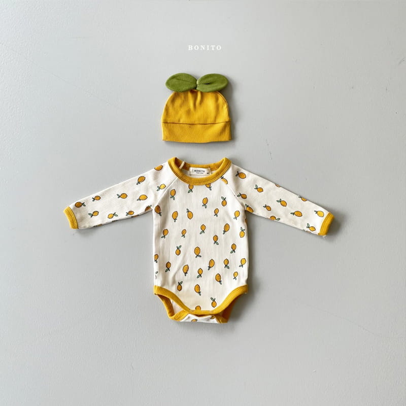 BONITO - Korean Children Fashion - #Kfashion4kids - Lemon Bodysuit with Beanie - 3