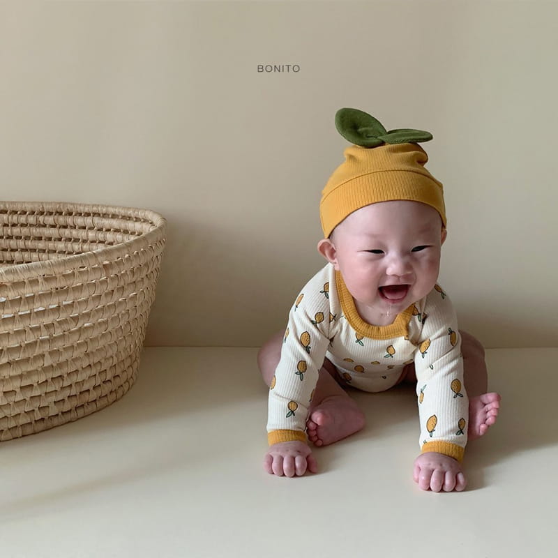 BONITO - Korean Children Fashion - #Kfashion4kids - Lemon Bodysuit with Beanie - 7