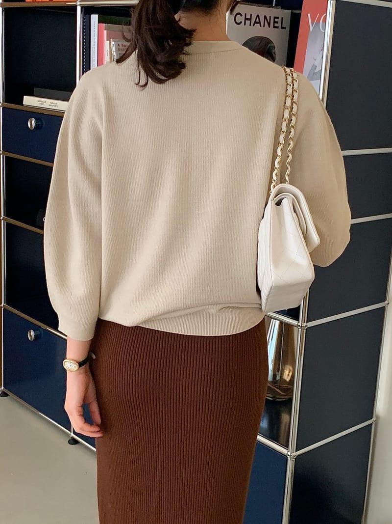BOWEN - Korean Children Fashion - #Kfashion4kids - Holgament Puff Sleeves Round Knit - 9