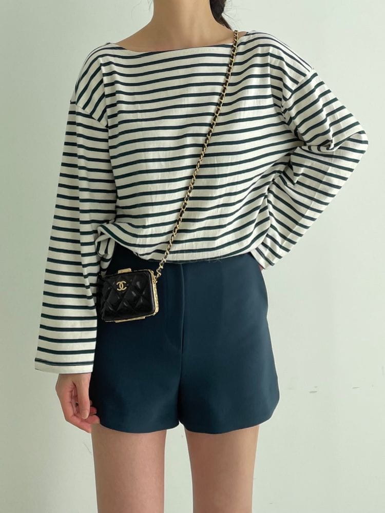 BROWNS - Korean Children Fashion - #Kfashion4kids - Stripes Boat Neck Tee - 2