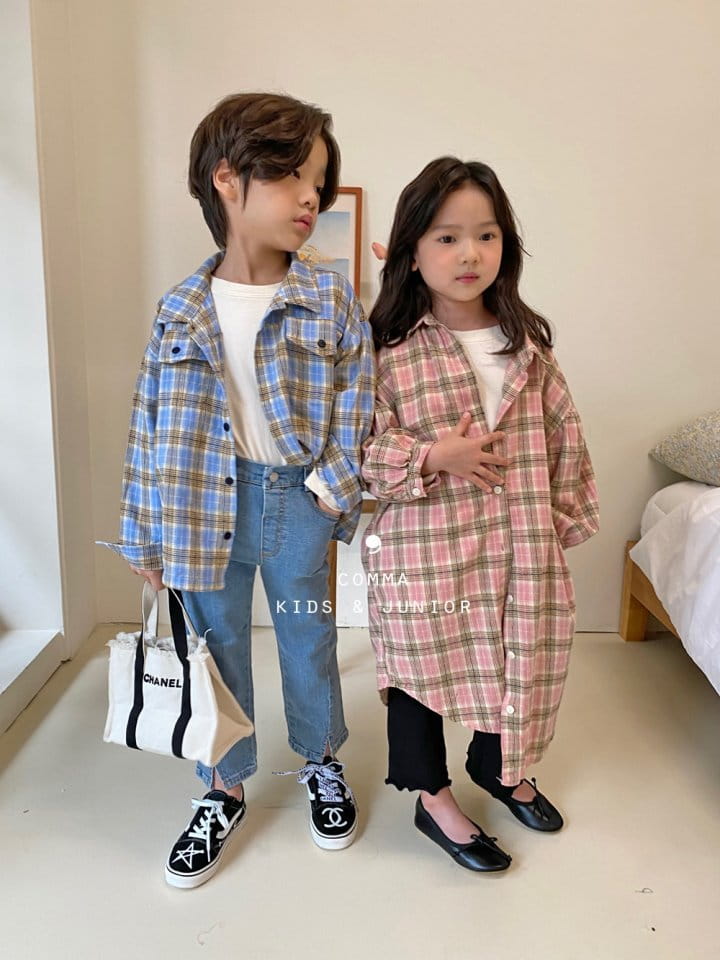 COMMA - Korean Children Fashion - #Kfashion4kids - Check Long Shirt - 10