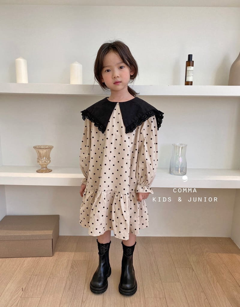 COMMA - Korean Children Fashion - #Kfashion4kids - Dot Rib One-piece