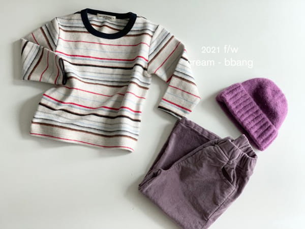 CREAM BBANG - Korean Children Fashion - #Kfashion4kids - Peach Stripes Eri Color Tee - 10