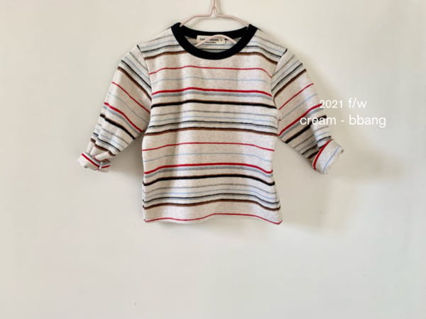 CREAM BBANG - Korean Children Fashion - #Kfashion4kids - Peach Stripes Eri Color Tee - 11