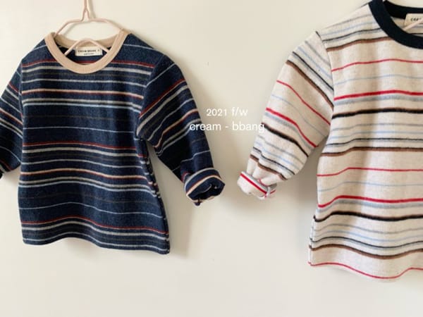 CREAM BBANG - Korean Children Fashion - #Kfashion4kids - Peach Stripes Eri Color Tee - 12