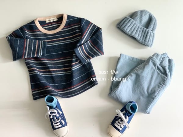 CREAM BBANG - Korean Children Fashion - #Kfashion4kids - Peach Stripes Eri Color Tee - 2