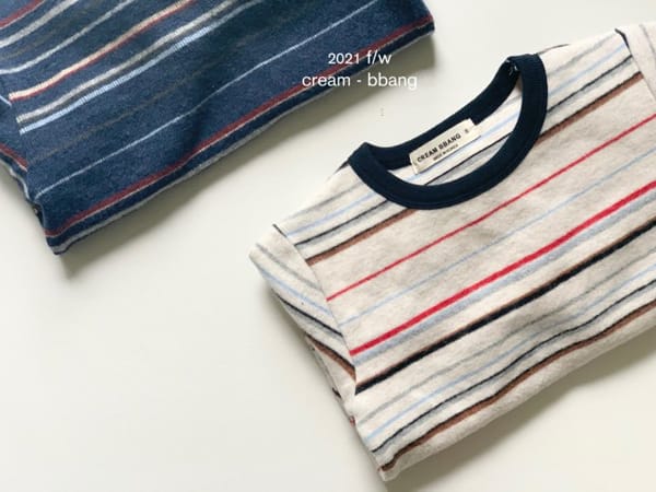 CREAM BBANG - Korean Children Fashion - #Kfashion4kids - Peach Stripes Eri Color Tee - 3