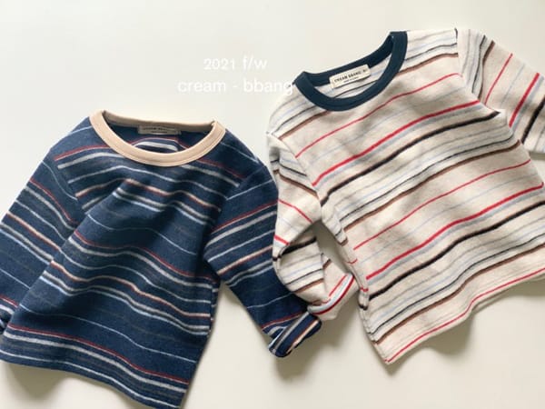 CREAM BBANG - Korean Children Fashion - #Kfashion4kids - Peach Stripes Eri Color Tee - 4