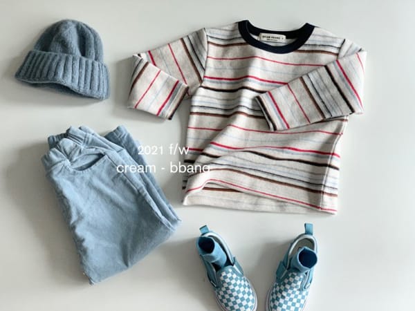 CREAM BBANG - Korean Children Fashion - #Kfashion4kids - Peach Stripes Eri Color Tee - 6