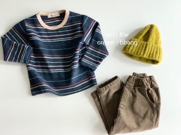 CREAM BBANG - Korean Children Fashion - #Kfashion4kids - Peach Stripes Eri Color Tee - 8