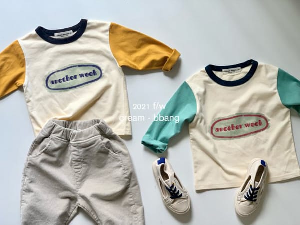 CREAM BBANG - Korean Children Fashion - #Kfashion4kids - Peach Sleeves Color Tee - 10