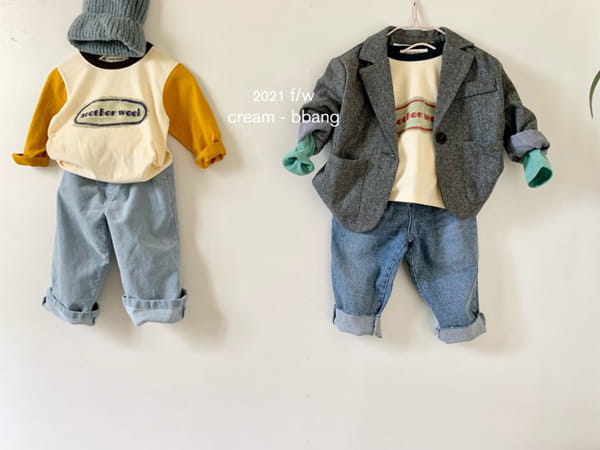 CREAM BBANG - Korean Children Fashion - #Kfashion4kids - Peach Sleeves Color Tee - 6