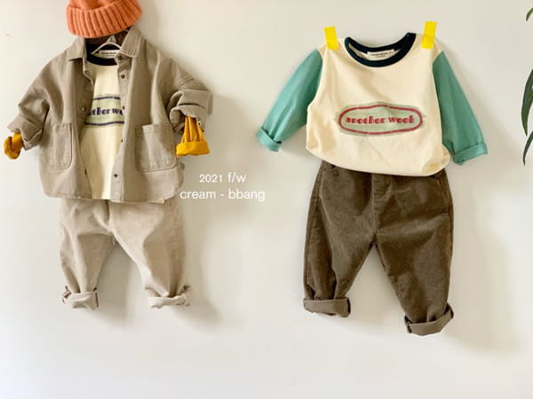 CREAM BBANG - Korean Children Fashion - #Kfashion4kids - Peach Sleeves Color Tee - 7