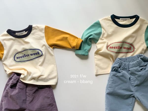 CREAM BBANG - Korean Children Fashion - #Kfashion4kids - Peach Sleeves Color Tee - 8