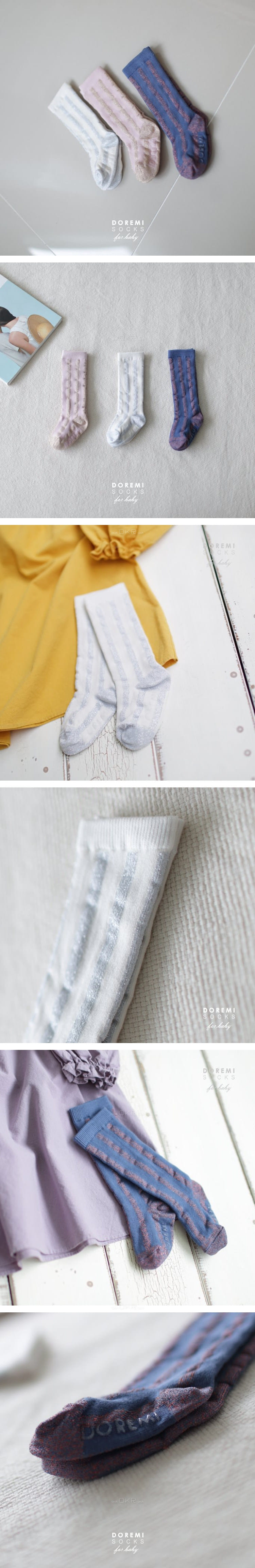 DOREMI SOCKS - Korean Children Fashion - #Kfashion4kids - Lurex Knee Socks [set of 3]