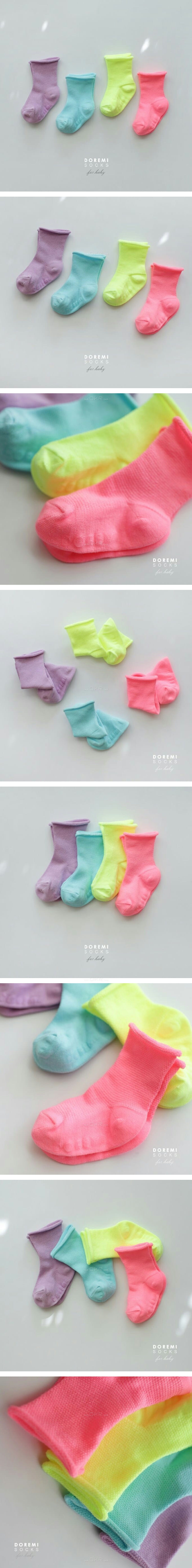 DOREMI SOCKS - Korean Children Fashion - #Kfashion4kids - Mesh Neon Socks [set of 4]