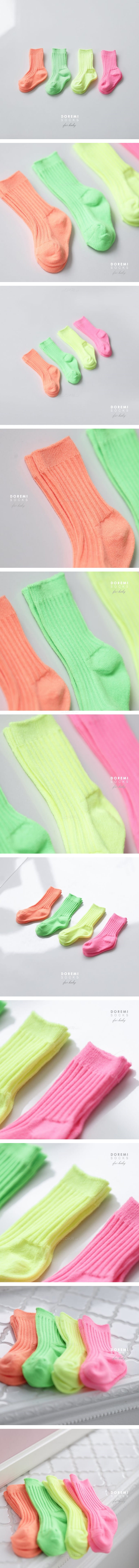 DOREMI SOCKS - Korean Children Fashion - #Kfashion4kids - Neon Rib Socks [set of 4]