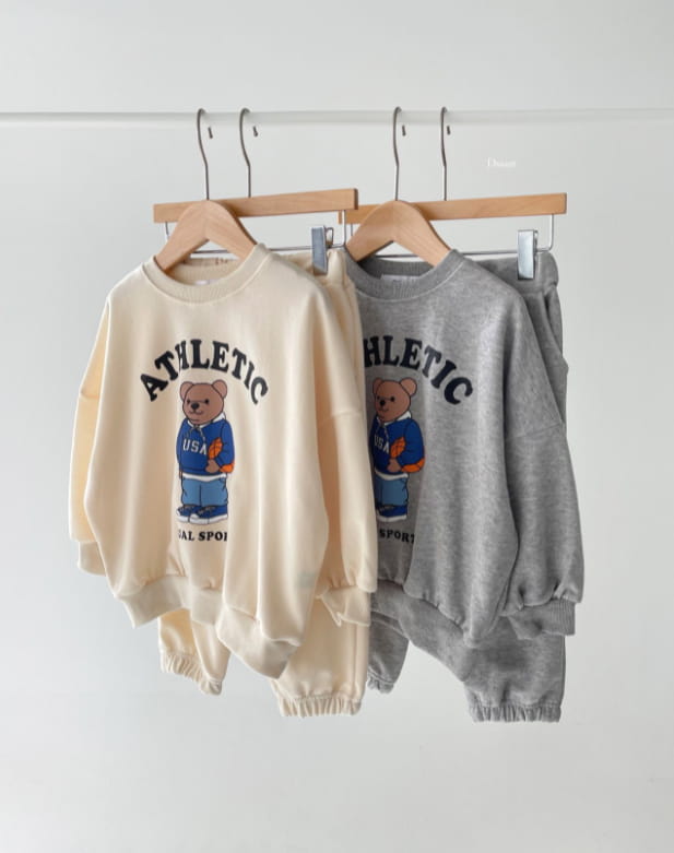 DSAINT - Korean Children Fashion - #Kfashion4kids - Bear Bath Top Jogger Pants Set