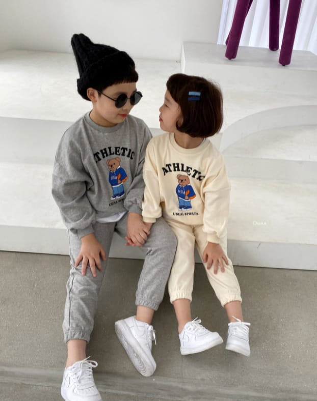 DSAINT - Korean Children Fashion - #Kfashion4kids - Bear Bath Top Jogger Pants Set - 11