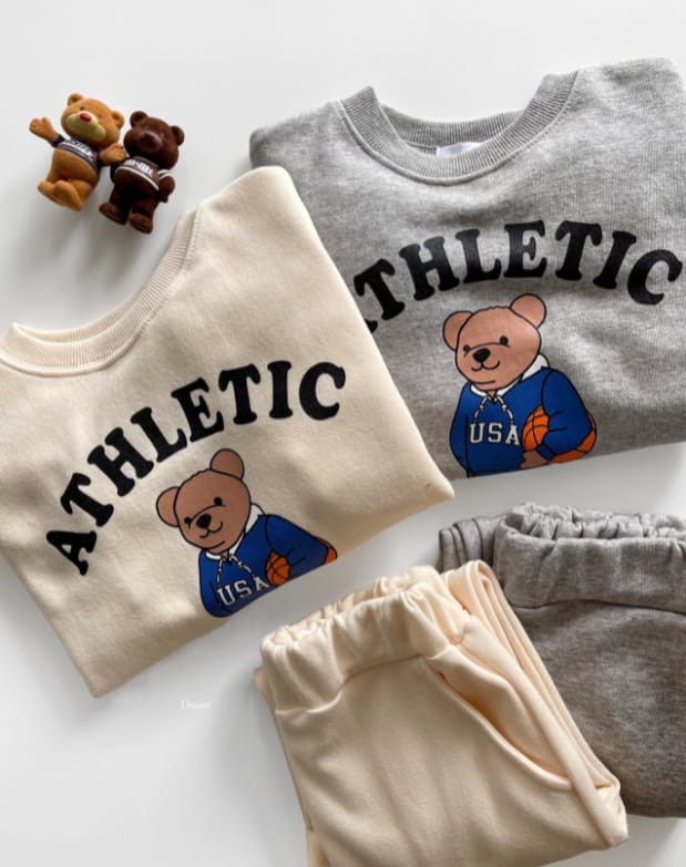 DSAINT - Korean Children Fashion - #Kfashion4kids - Bear Bath Top Jogger Pants Set - 12