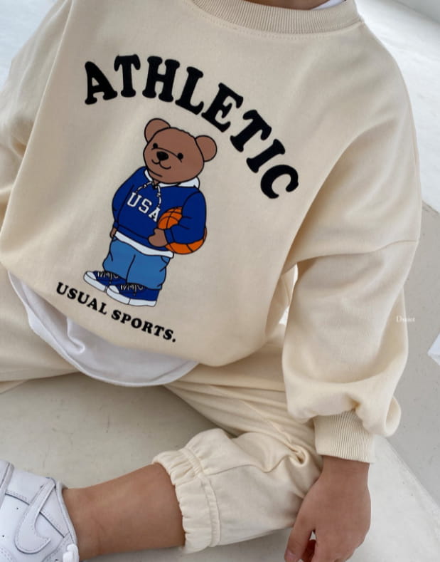 DSAINT - Korean Children Fashion - #Kfashion4kids - Bear Bath Top Jogger Pants Set - 2