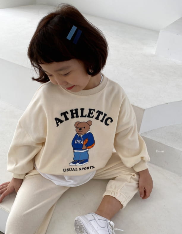 DSAINT - Korean Children Fashion - #Kfashion4kids - Bear Bath Top Jogger Pants Set - 3