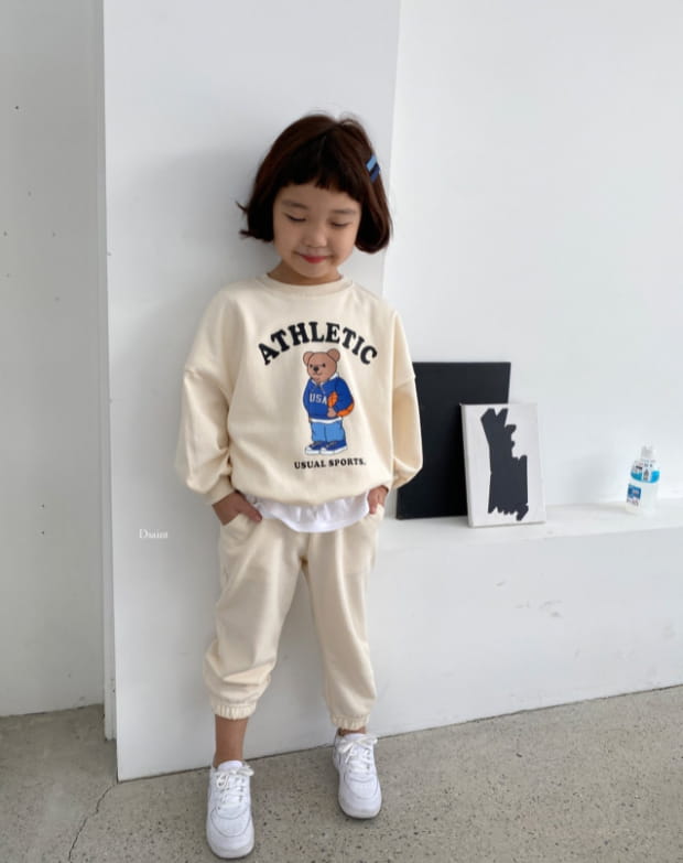 DSAINT - Korean Children Fashion - #Kfashion4kids - Bear Bath Top Jogger Pants Set - 4