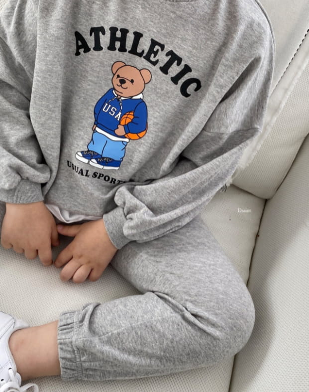 DSAINT - Korean Children Fashion - #Kfashion4kids - Bear Bath Top Jogger Pants Set - 5