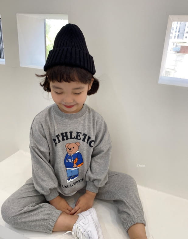 DSAINT - Korean Children Fashion - #Kfashion4kids - Bear Bath Top Jogger Pants Set - 6