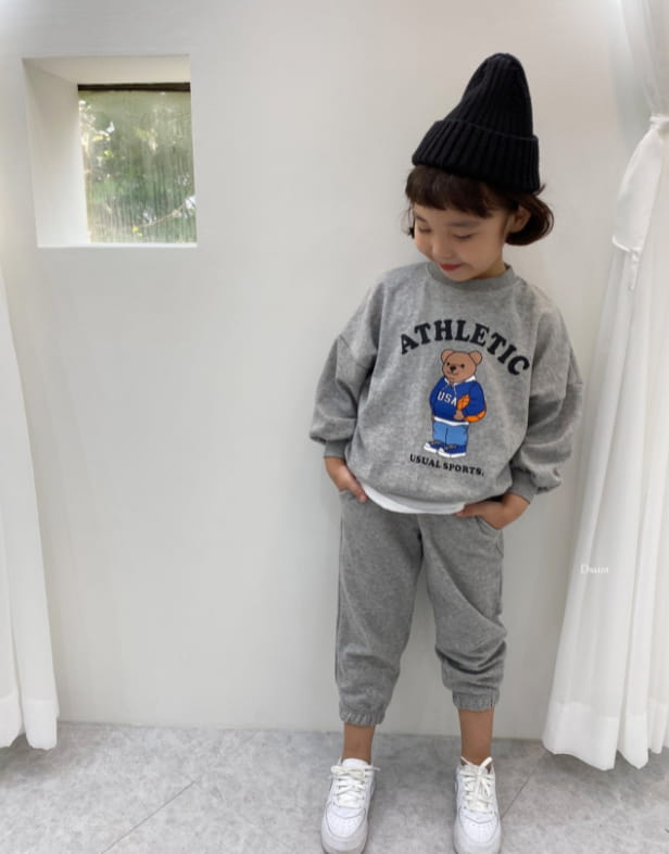 DSAINT - Korean Children Fashion - #Kfashion4kids - Bear Bath Top Jogger Pants Set - 8