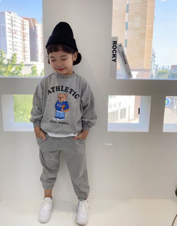 DSAINT - Korean Children Fashion - #Kfashion4kids - Bear Bath Top Jogger Pants Set - 9