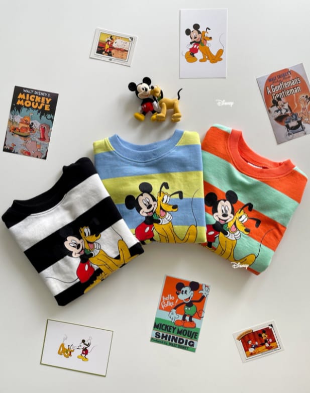 DSAINT - Korean Children Fashion - #Kfashion4kids - Mickey Pluto Stripes Sweatshirt