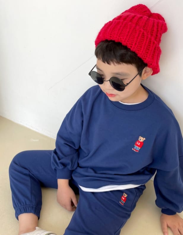 DSAINT - Korean Children Fashion - #Kfashion4kids - La Bear Embroidery Top Bottom Set - 12