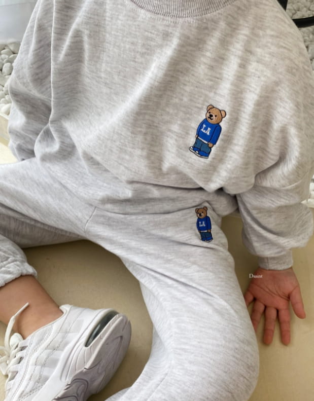 DSAINT - Korean Children Fashion - #Kfashion4kids - La Bear Embroidery Top Bottom Set - 3