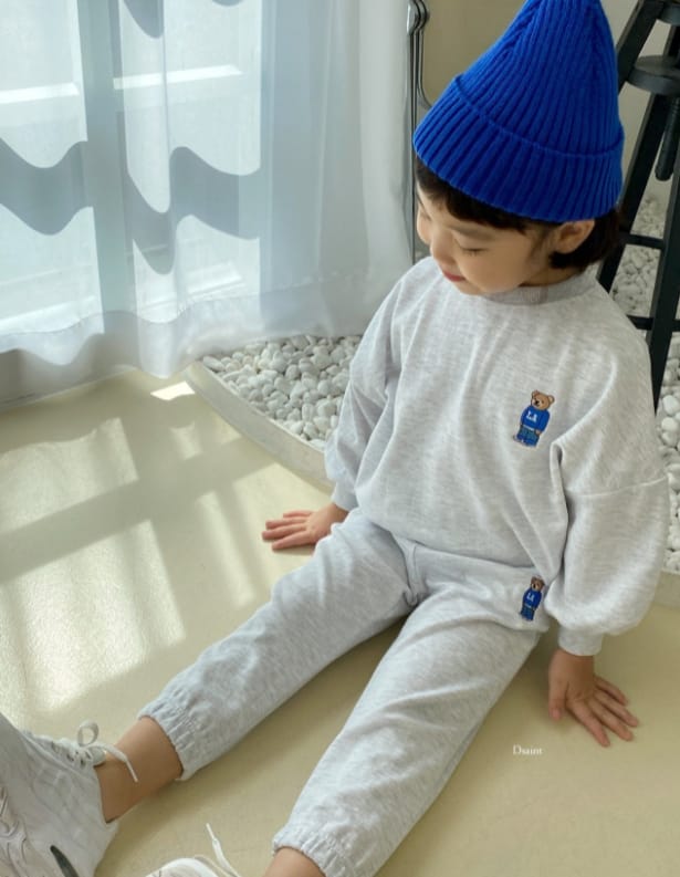 DSAINT - Korean Children Fashion - #Kfashion4kids - La Bear Embroidery Top Bottom Set - 4