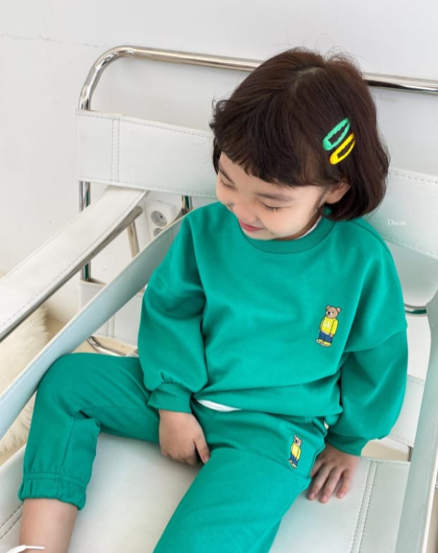 DSAINT - Korean Children Fashion - #Kfashion4kids - La Bear Embroidery Top Bottom Set - 8