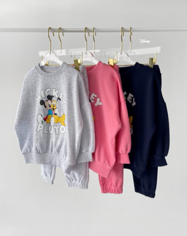 DSAINT - Korean Children Fashion - #Kfashion4kids - Logo Mickey Fluto Top Bottom Set