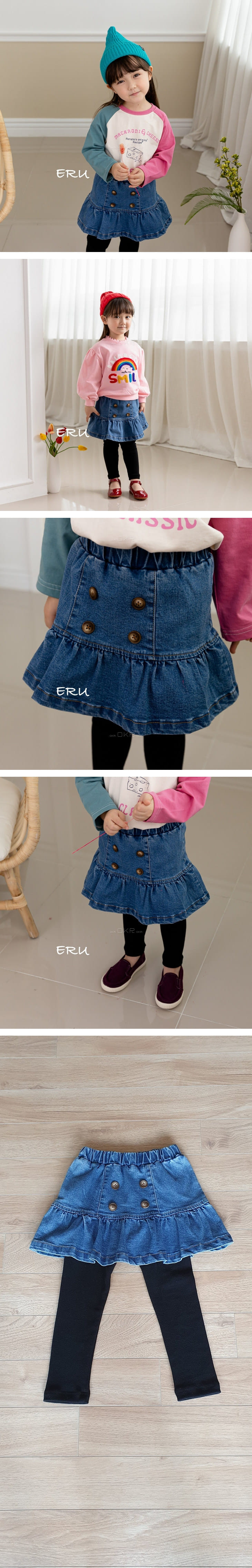 E.RU - Korean Children Fashion - #Kfashion4kids - Lina Denim Span Skirt Leggings