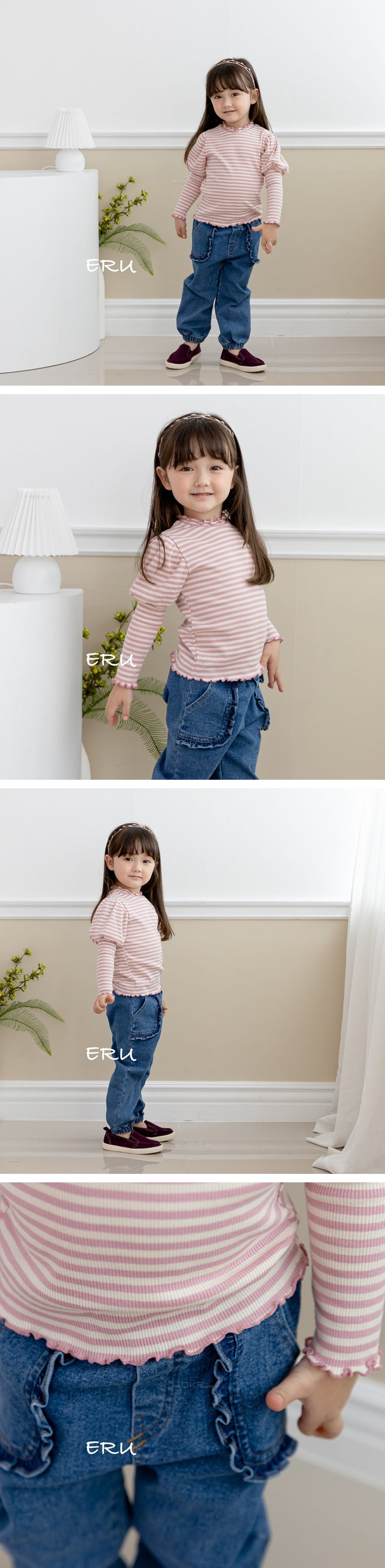 E.RU - Korean Children Fashion - #Kfashion4kids - Stripe Puff Tee