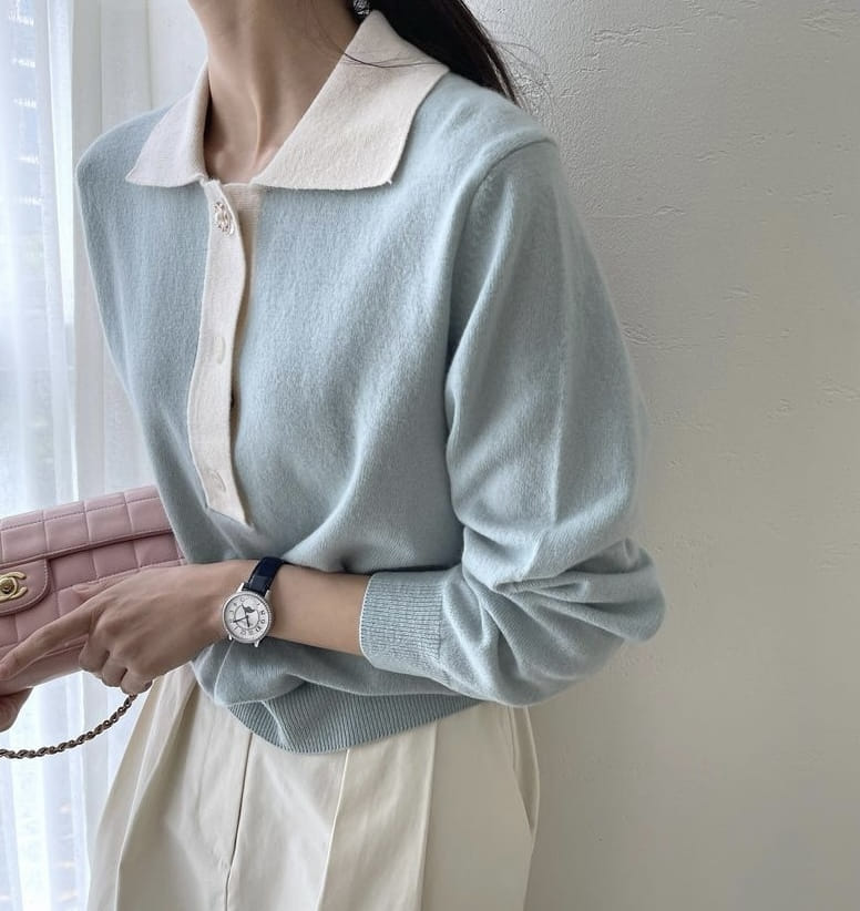 FLOATY - Korean Children Fashion - #Kfashion4kids - Color Rion Collar Knit  - 5
