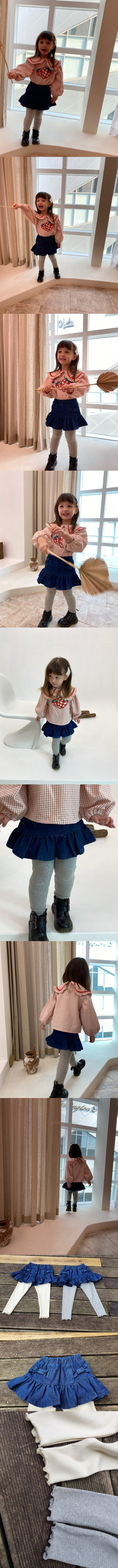 FLOWER J - Korean Children Fashion - #Kfashion4kids - Denim Skirt Leggings