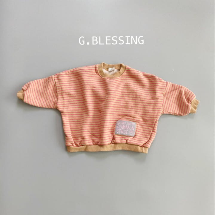 G BLESSING - Korean Children Fashion - #Kfashion4kids - Wappen Stripes Sweatshirt