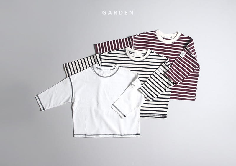 GARDEN - Korean Children Fashion - #Kfashion4kids - Stitch Stripe & Solid Tee - 2