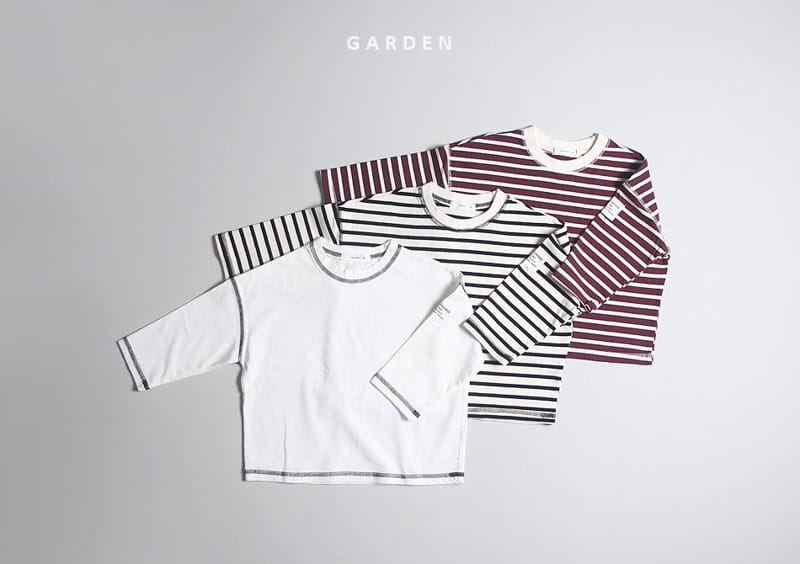GARDEN - Korean Children Fashion - #Kfashion4kids - Stitch Stripe & Solid Tee - 3