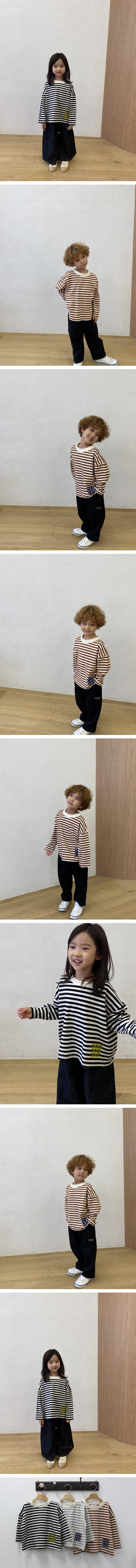 GREEN TOMATO - Korean Children Fashion - #Kfashion4kids - Stripe Happy Tee