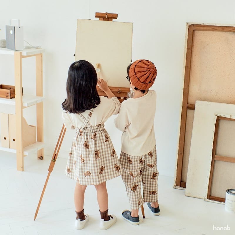 HANAB - Korean Children Fashion - #Kfashion4kids - Check Bear Top Bottom Set 