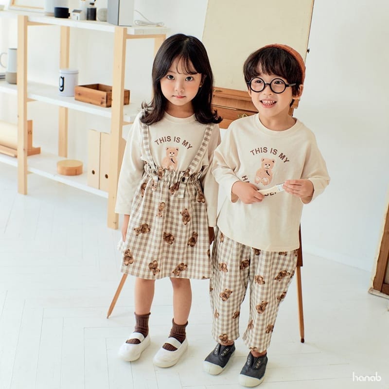 HANAB - Korean Children Fashion - #Kfashion4kids - Check Bear Top Bottom Set  - 11