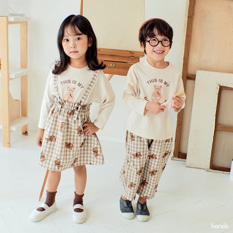 HANAB - Korean Children Fashion - #Kfashion4kids - Check Bear Top Bottom Set  - 12
