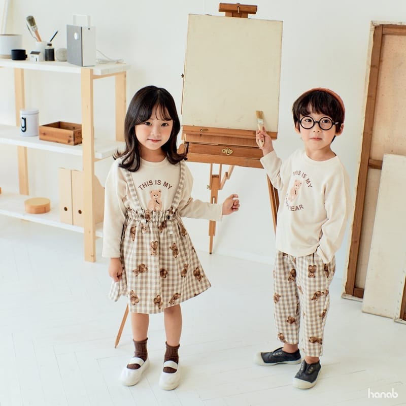 HANAB - Korean Children Fashion - #Kfashion4kids - Check Bear Top Bottom Set  - 3