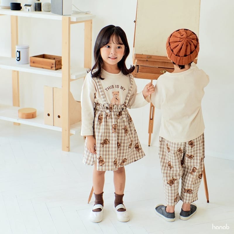 HANAB - Korean Children Fashion - #Kfashion4kids - Check Bear Top Bottom Set  - 4